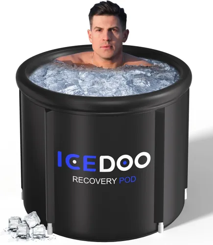 Wxtkkom Bañera de hielo para atletas, bañera fría de 119 galones con cubierta para recuperación, terapia de agua fría, bañera fría portátil de