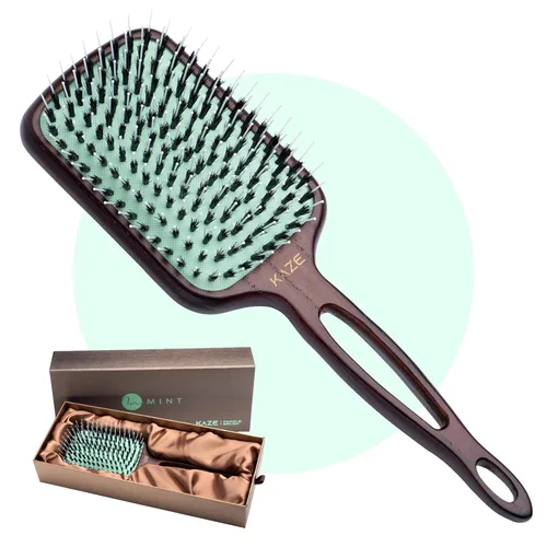 Miniatura 9 de MINT Cepillo redondo ecológico de cerdas de jabalí para secado con soplado Estilo duradero para todo tipo de cabello Cepillo redondo de cerámica