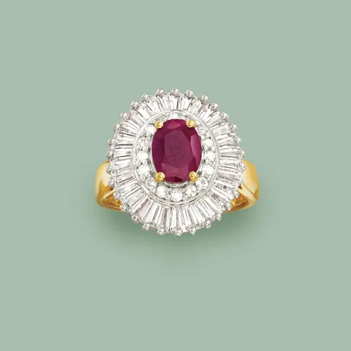 Miniatura 4 de Ross-Simons 1.50 Carat Ruby and 2.00 ct. t.w. White Topaz Ring in 18kt Gold Over Sterling