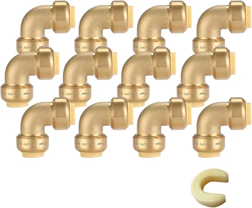 Miniatura 11 de Paquete de 12 acoplamientos rectos Pushfit de 1/2 pulgada, acoplamiento a presión de latón PEX con clip de desconexión, accesorios de plomería a