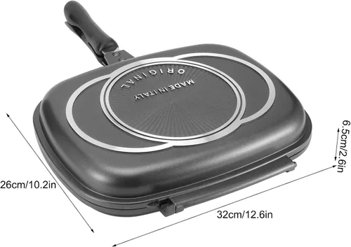 Miniatura 5 de flexman Sartén doble de 12.6 x 10.2 x 2.6 pulgadas, sartén de aluminio con anillo de sellado, bloqueo magnético de 4000 Gauss para cocción