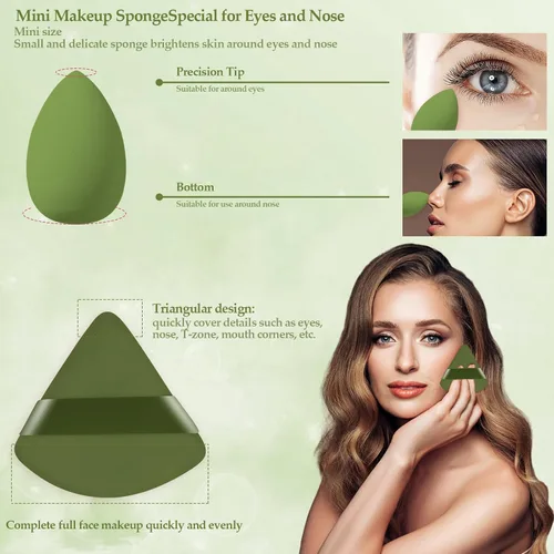 Miniatura 4 de Juego de 14 esponjas de maquillaje, mezclador de esponjas de belleza con 4 borlas de polvo y 4 mini esponjas de maquillaje, regalo del día de San