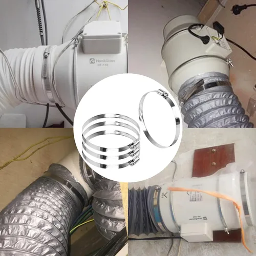 Miniatura 4 de Abrazadera de conducto de 4 pulgadas, abrazadera de manguera grande de acero inoxidable de diámetro ajustable de 3.583-4.488 in abrazadera