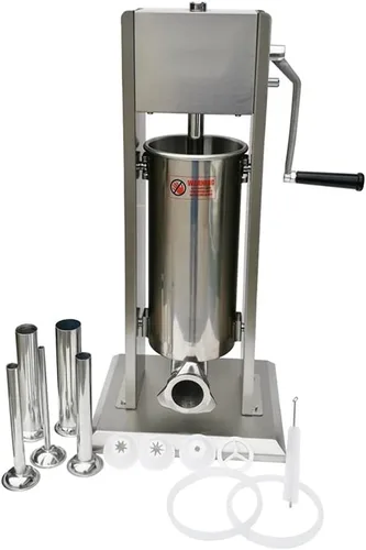 Miniatura 13 de Relleno de salchichas eléctrico comercial, de acero inoxidable, máquina de salchichas vertical de 12 litros/25 libras con 4 tubos S/S, relleno