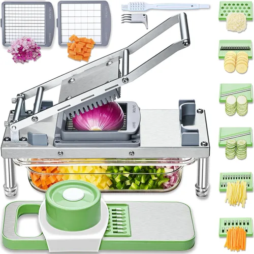 Cortador de verduras, picador de verduras con 8 cuchillas, cortador de cebolla con recipiente, picador de alimentos todo en uno profesional,