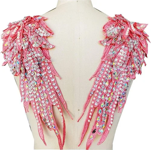 Miniatura 16 de Hecho a mano con diamantes de imitación para coser de 18 colores, apliques de encaje de perlas para coser a mano, parches para accesorios de ropa