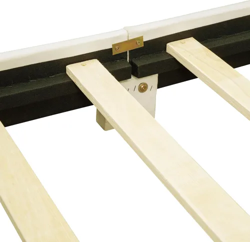 Miniatura 9 de Cama de plataforma tapizada de tamaño individual con cabecero en forma de oso y rayas de luz incrustadas, bonito marco de cama de plataforma
