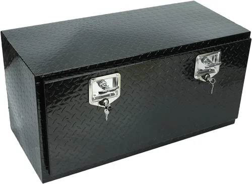 Miniatura 18 de Caja de herramientas de aluminio negro de 39 x 13 x 10 pulgadas con cerradura y llaves, caja de herramientas de 5 barras de banda de rodadura, caja