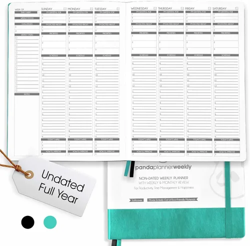 Miniatura 10 de Panda Planner Agenda semanal 2025-2026, sin fecha, para oficina, escuela y hogar, cuaderno organizador de cuero vegano suave de 8 x 11 pulgadas
