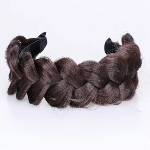 Miniatura 9 de Diadema trenzada de pelo sintético, aro de pelo clásico, grueso, ancho, trenzado, peluca de trenzas esponjosas, accesorio de belleza para mujeres