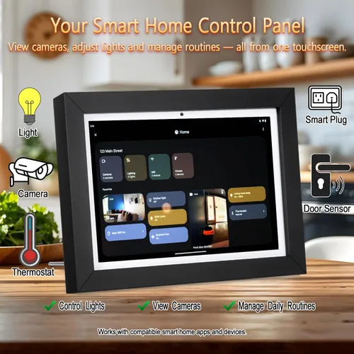 Miniatura 8 de Smart TV pequeño de 10 pulgadas con sintonizador ATSC y pantalla táctil, TV de cocina 5 en 1 con panel de control del hogar, videollamada