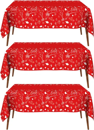 Miniatura 15 de Mantel de Navidad, 2 piezas de mantel desechable de plástico rojo, mantel de 54 x 108 pulgadas para decoraciones de Navidad, mantel de árbol