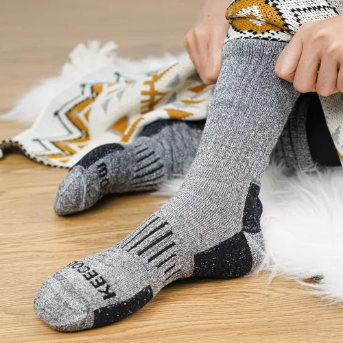 Miniatura 2 de KEECOW Calcetines de lana merina para hombre y mujer, térmicos, cálidos, de invierno, acolchados, para senderismo, de trabajo, para correr, 3 pares