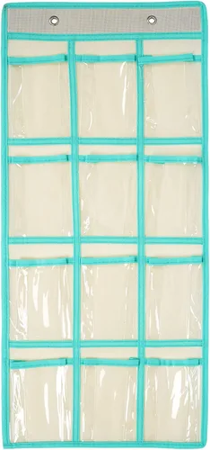 Miniatura 11 de Organizador para colgar sobre la puerta, para el aula, para colgar en la pared, puerta, armario, bolsa de almacenamiento de tela duradera, 12 Gris