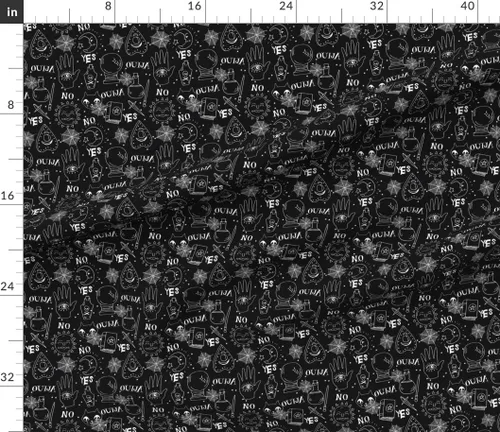 Miniatura 3 de Spoonflower Tela – Ouija, Halloween, octubre, otoño, negro, blanco, espeluznante, fantasma, calabaza impresa en tela de algodón de la firma