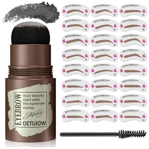 Miniatura 2 de Kit de sellos y plantillas para cejas, kit de plantillas y sellos para cejas a prueba de manchas, de larga duración e impermeable, kit de 24 cejas