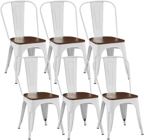 Miniatura 10 de Juego de 8 sillas de comedor de metal verde alpino, sillas de cocina apilables retro estilo granja, sillas laterales de acero verde oscuro para café