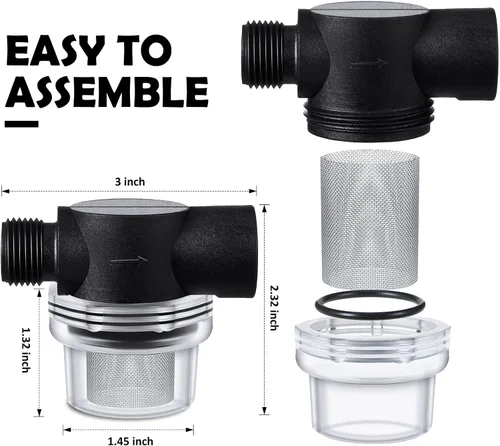 Miniatura 2 de Honoson 2 filtros de filtro de bomba de agua, repuesto para autocaravana, filtro de tubo de 1/2 torsión compatible con bombas WFCO o Shurflo