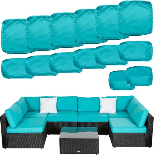 Miniatura 9 de Fundas de cojín de repuesto para patio, 14 piezas, fundas de cojines para exteriores para muebles de patio, juego de conversación de mimbre de 6
