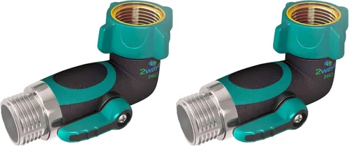 Miniatura 7 de 2WAYZ Codo de manguera de metal 45, adaptador de manguera resistente y conector de ángulo con válvula de cierre de agua