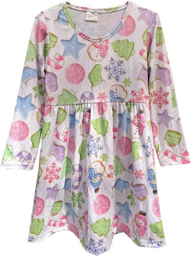 Vestido de Navidad para niña pequeña, muñeco de nieve, árboles de Navidad, camión, a cuadros, reno, Papá Noel, vestido de invierno hasta la rodilla