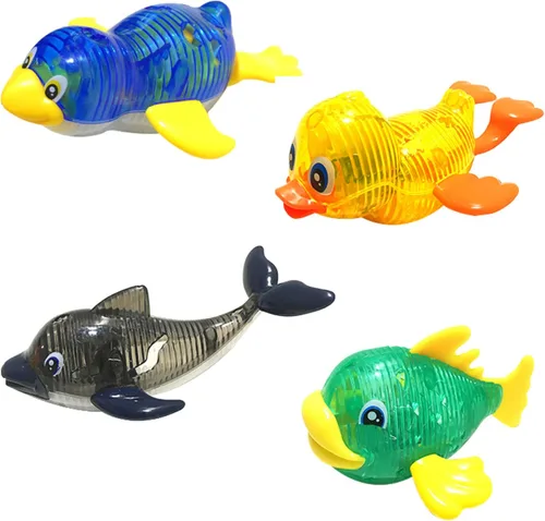 Swimline Original Pack de 4 Juguetes de Buceo con Luz LED Animales Marinos Brillantes y Divertidos, Juego de Atrapar Peces con Recuperación para