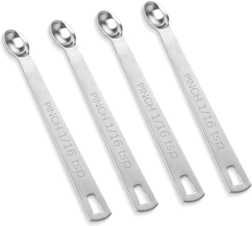 Miniatura 8 de 4 piezas 1/8 cucharadita (1/8 cucharadita 0.0 fl oz 0.625 cc) cuchara medidora individual, acero inoxidable, 1/8 cucharadita pequeña cuchara