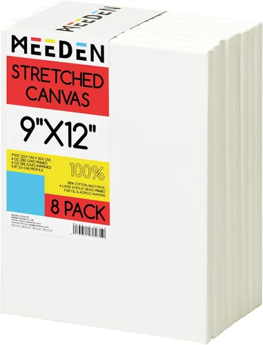 Miniatura 15 de MEEDEN Lienzo estirado, 8 x 8 pulgadas, paquete de 6, lienzos blancos en blanco para pintar, 100% algodón, 8 onzas imprimado con geso, lienzo