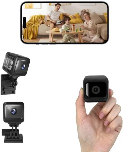 Mini cámara de seguridad, cámara inalámbrica HD de 1080p para interiores con batería de 6 horas y no necesita WiFi para grabación, detección de