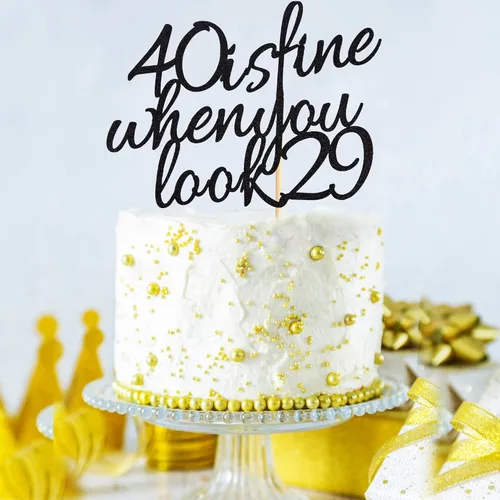 Miniatura 5 de Arthsdite 40 Is Fine When You Look 29 – Decoración para pastel de cumpleaños – 40 cumpleaños para mujeres, jefas, esposa, compañeros de trabajo