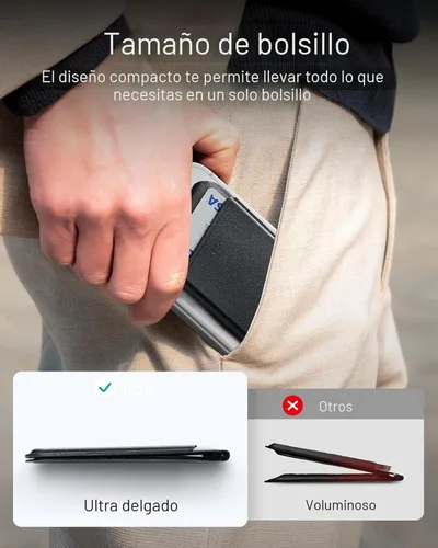 Miniatura 8 de ESR para cartera MagSafe con soporte, bloqueo RFID con anillo MagSafe, tarjetero de 5 tarjetas para estuche de teléfono, cartera magnética de cuero