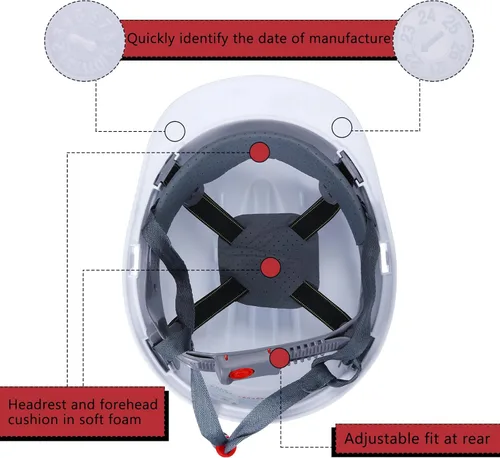 Miniatura 4 de Leumoi 20 Pack 4 Pt. Suspension Hard Hat Bulk Safety Helmets ABS Ratchet Hard Hats Adjustable Construction Hardhats with Vents and Cotton Brow Pad
