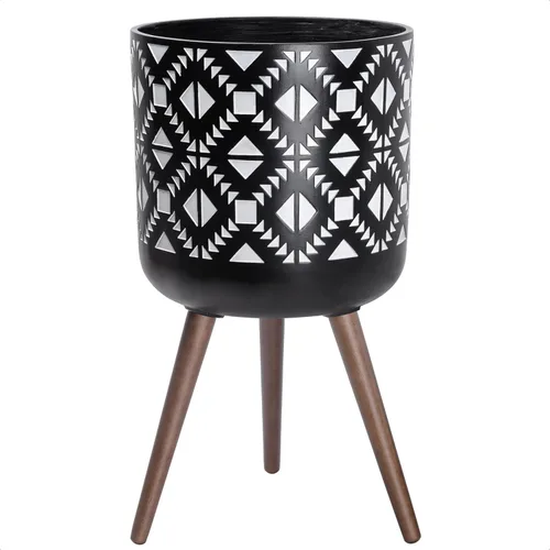 Miniatura 12 de D'vine Dev Maceta de 12 pulgadas con soporte, maceta alta de mediados de siglo con patas para plantas de interior, bronce/negro, 88-G-C-6