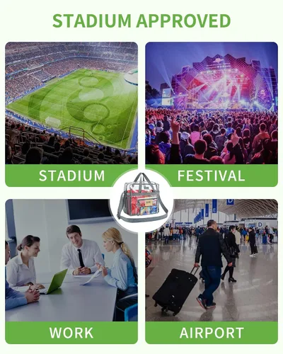 Miniatura 5 de Bolsa transparente aprobada por el estadio y bolsa transparente para el trabajo, deportes, juegos y conciertos, 12 x 12 x 6 pulgadas