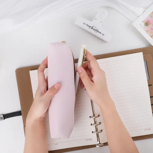 Miniatura 7 de Oyachic Estuche para lápices de piel sintética, bolsa de maquillaje cosmética, bolsa pequeña para bolígrafos, caja de almacenamiento con cremallera