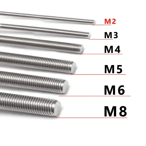 Miniatura 3 de Feelers Varilla roscada de acero inoxidable 304 M2-0.4, tornillo roscado largo, rosca derecha, 9.843 in de longitud【Paquete de 2】