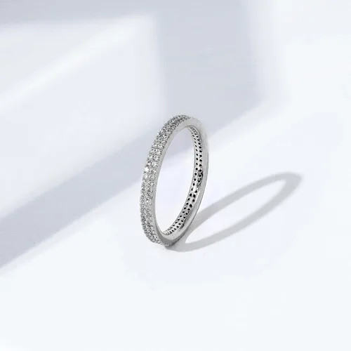 Miniatura 5 de Tienda Essentials Anillo de eternidad de doble fila chapado en oro de 14 quilates o rodio