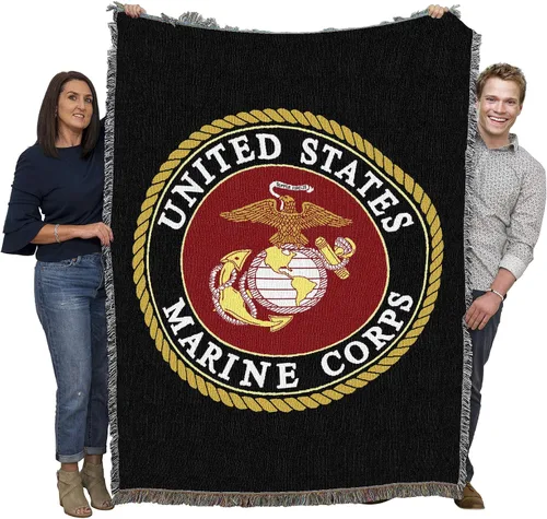Pure Country Weavers US Marine Corps - Manta con emblema, tapiz militar de regalo, tejido de algodón, fabricado en los Estados Unidos (72 x 54
