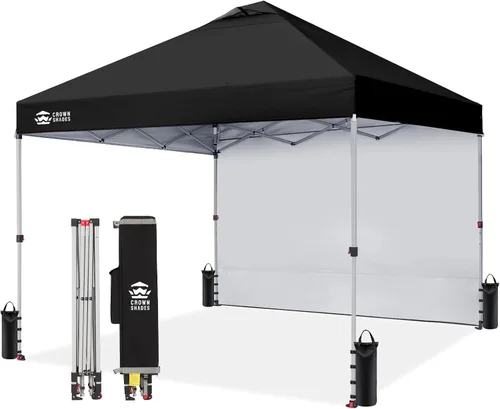 Miniatura 32 de CROWN SHADES - Toldo desplegable de 12 x 12 pulgadas con tela recubierta de color plata 150D, incluye 1 pared lateral extraíble, 4 cuerdas, 8