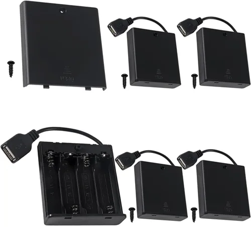 Miniatura 13 de 5 piezas Soporte de caja de batería de 2 AA con enchufe USB hembra 2 AA Caja de batería de alimentación con interruptor de encendido/apagado