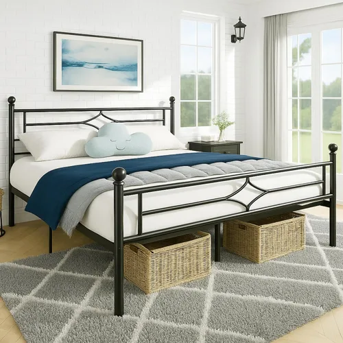 Susalt - Base de cama metálica tamaño individual de 14 pulgadas con cabecero/Base de colchón resistente y de trabajo pesado/No necesita