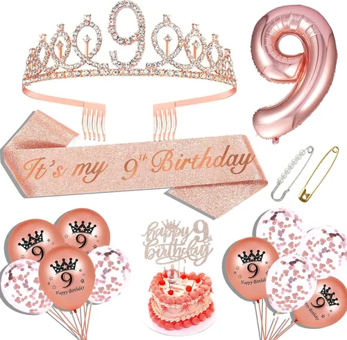 Miniatura 11 de Decoraciones de cumpleaños 90 para mujer, banda de cumpleaños 90, corona de cumpleaños 90, adorno para pastel de cumpleaños 90, globos, juego