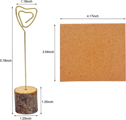 Miniatura 2 de 20 soportes para tarjetas de lugar de madera rústica y 30 tarjetas de lugar de papel Kraft, soporte de madera para números de mesa, soporte