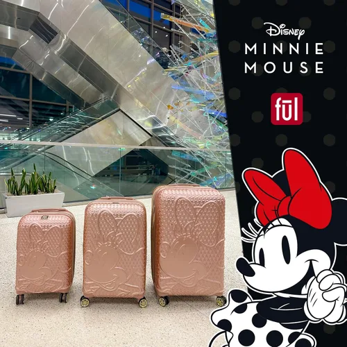 Miniatura 7 de FUL Disney Minnie Mouse - Maleta con ruedas, con textura rígida y ruedas, Oro Rosa, Ful Disney Minnie Mouse - Maleta rígida texturizada con ruedas
