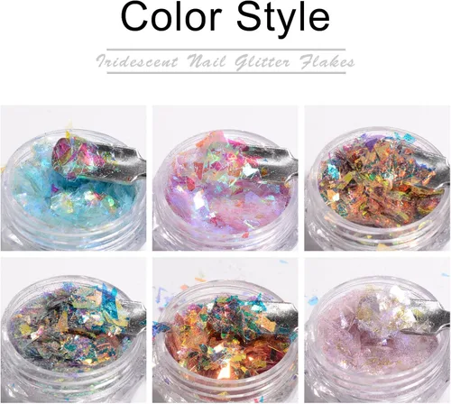 Miniatura 4 de 6 colores de sirena para arte de uñas, copos de purpurina de colores, copos de uñas de sirena, calcomanías de lentejuelas para uñas, arte de uñas