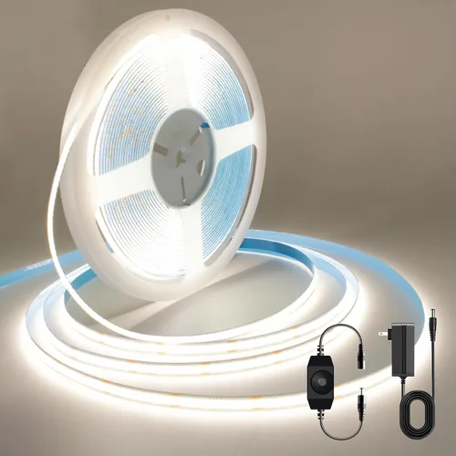 Miniatura 15 de Tira LED COB, tira de luz LED COB blanca cálida de 16.4 pies, tira de luz LED regulable de 2700 K, CRI92+, 0.315 in de ancho, cinta LED flexible