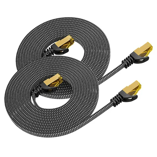 Miniatura 9 de ARISKEEN Cable Ethernet Cat 8 de 30 pies, cable para conexión de red LAN Cat8 de 40 Gbps y 2000 MHz, cable plano RJ45 blindado de alta velocidad