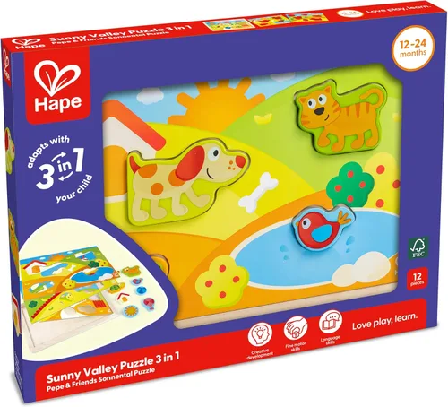 Miniatura 11 de Hape 3 – 1 Kids Pepe & Friends – Puzzle de madera Puzzle (3 piezas)