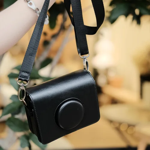 Miniatura 7 de Rieibi Mini EVO - Funda protectora de piel sintética retro para cámara instantánea Fujifilm Instax Mini EVO - Funda extraíble con correa ajustable