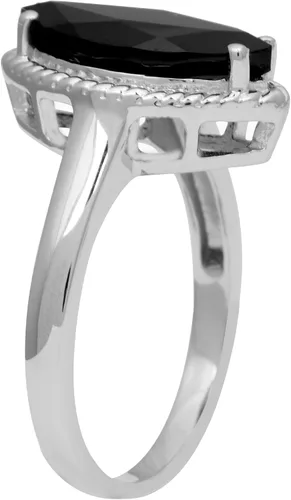 Miniatura 2 de Anillo solitario de plata esterlina 925 con piedra preciosa de ónix negro con forma marquesa (6.5), Gema, Ónix